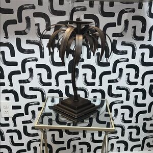 Bronze Metal Palm Tree Table Lamp